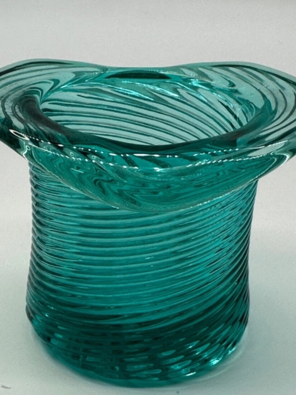 AVON "Vintage" Teal Swirl Glass Top Hat - Picture 8 of 10